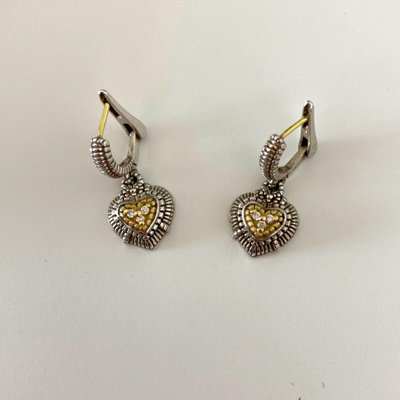 Judith Ripka 18k gold and sterling silver earrings with...